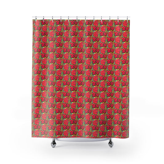 Vintage Floral Shower Curtain, Boho Bathroom Decor, Funky Home Accessories, Gift for Her, Bright Colorful Curtain